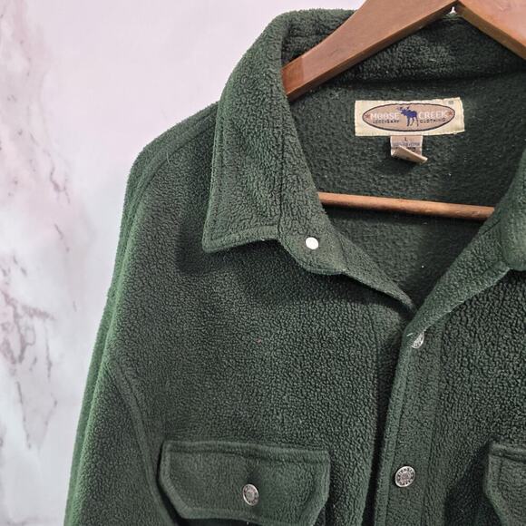 Vintage Shirt Jacket Mens XL Fleece Green 90s Button Shacket Moose Creek - Picture 2 of 11